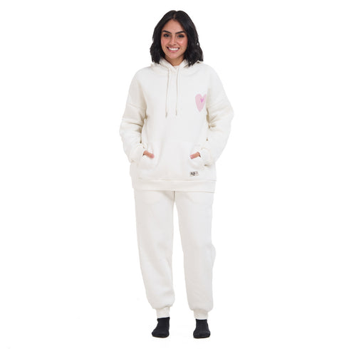 Women White Self Love Era Oversize Hoodie Set
